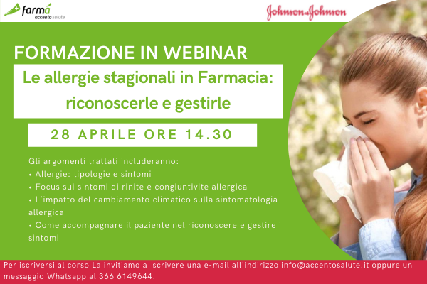 LE ALLERGIE STAGIONALI IN FARMACIA I 28 APRILE ORE 14.30